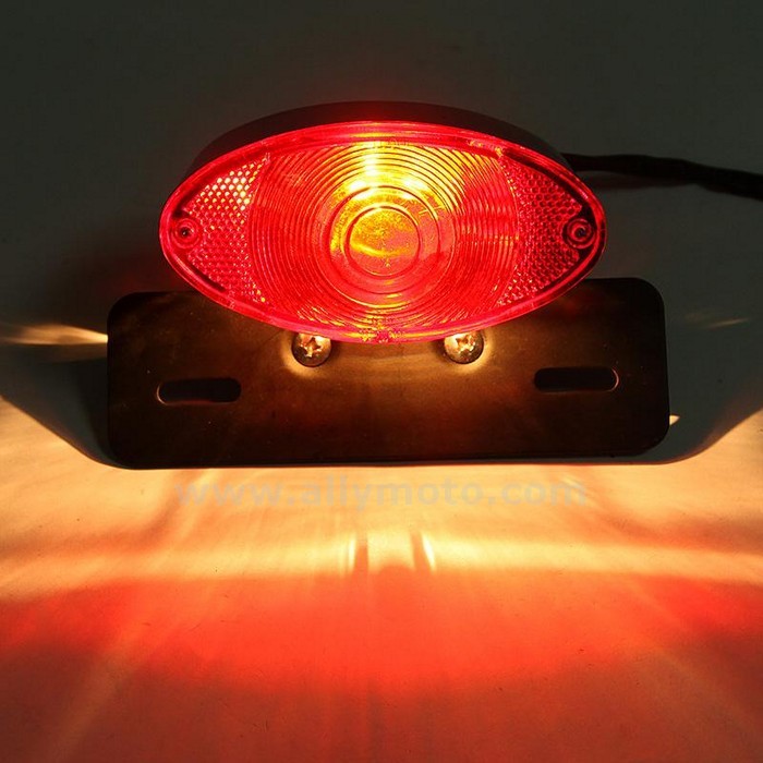 6 12V Oval Brake Tail Light Rear Stop Lamp With Frame Harley Sportster Cafe Racer@4